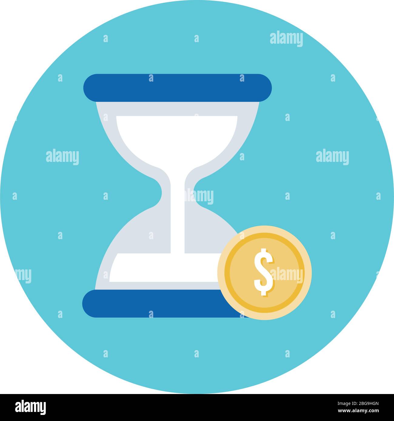 coin money dollar with hourglass block style icon Stock Vector Image ...