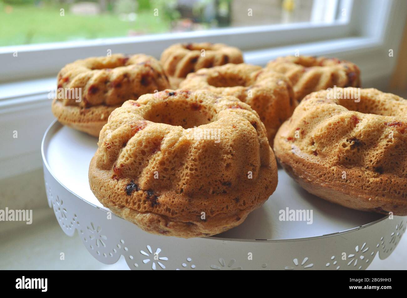 Recipe sequence of fruit sponge cake baking preparation. Mixing eggs