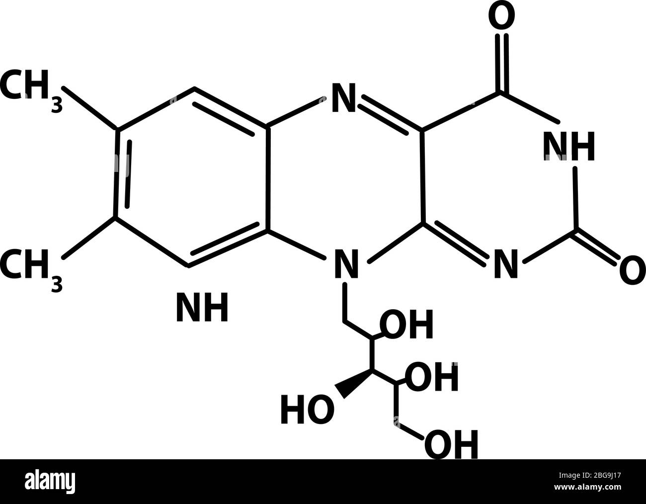 Vitamin B2. riboflavin Molecular chemical formula. Infographics. Vector