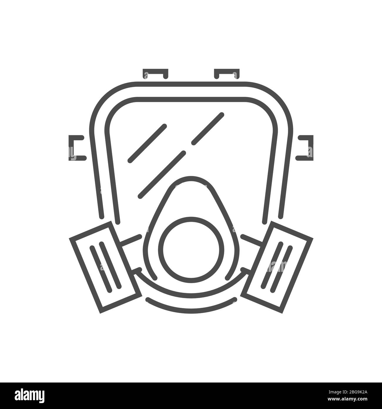 Gas mask related vector thin line icon. Stock Vector