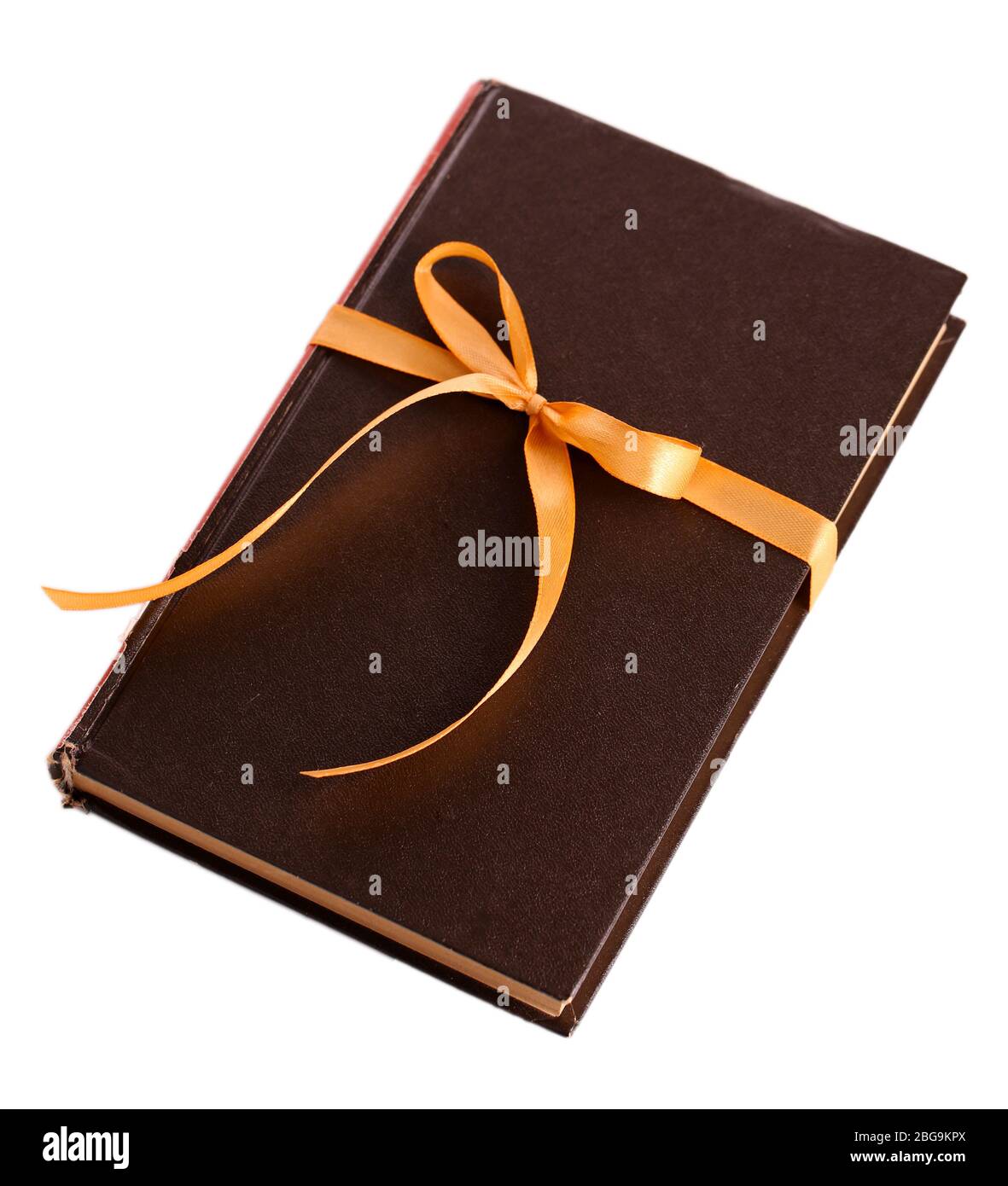 Book wrapped with color ribbon, isolated on white Stock Photo - Alamy