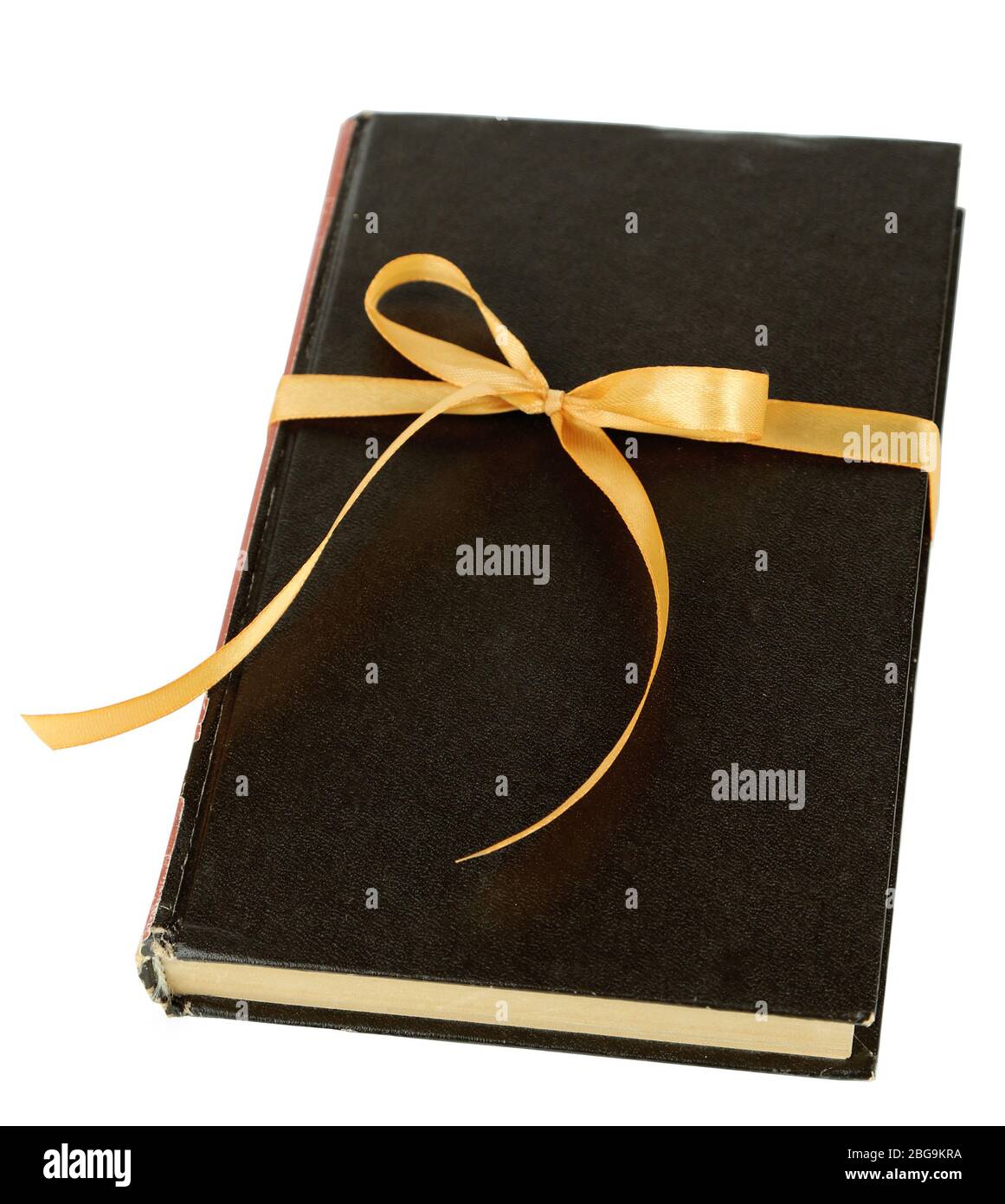 Book wrapped with color ribbon, isolated on white Stock Photo - Alamy