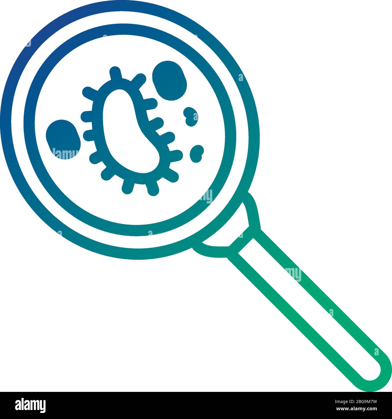 bacteria culture with magnifying glass line style Stock Vector Image
