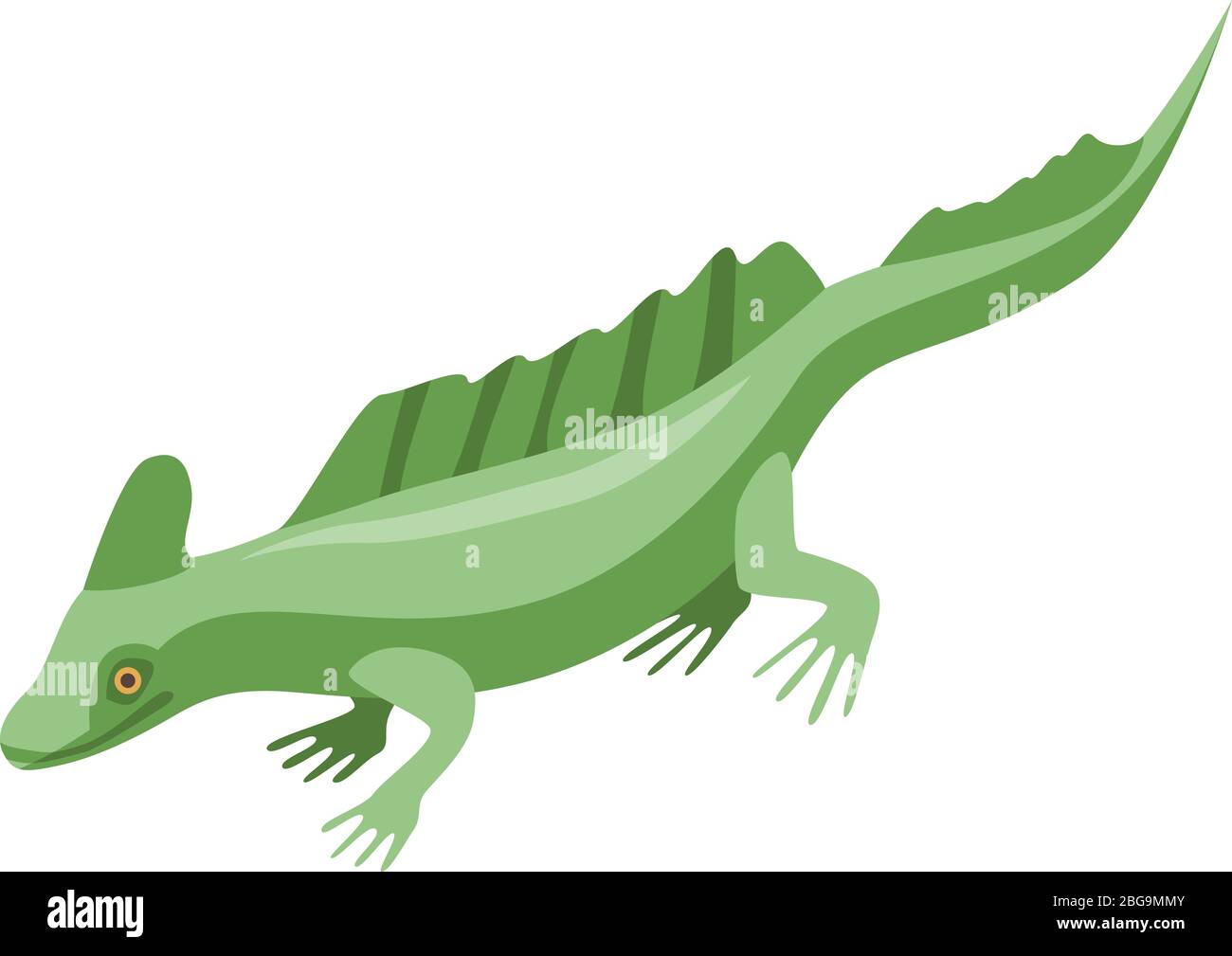 Green lizard icon, isometric style Stock Vector