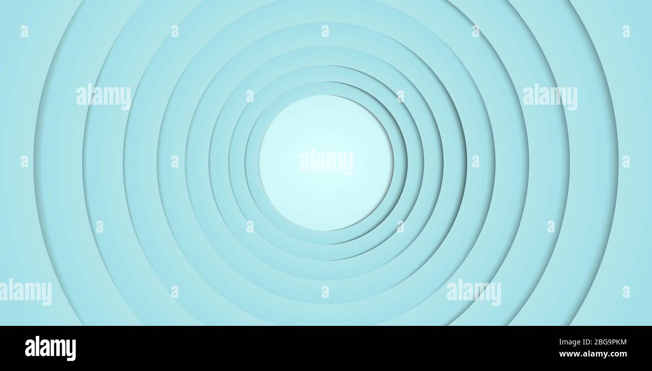 Light blue circle paper layer art background. Circle paper cut vector