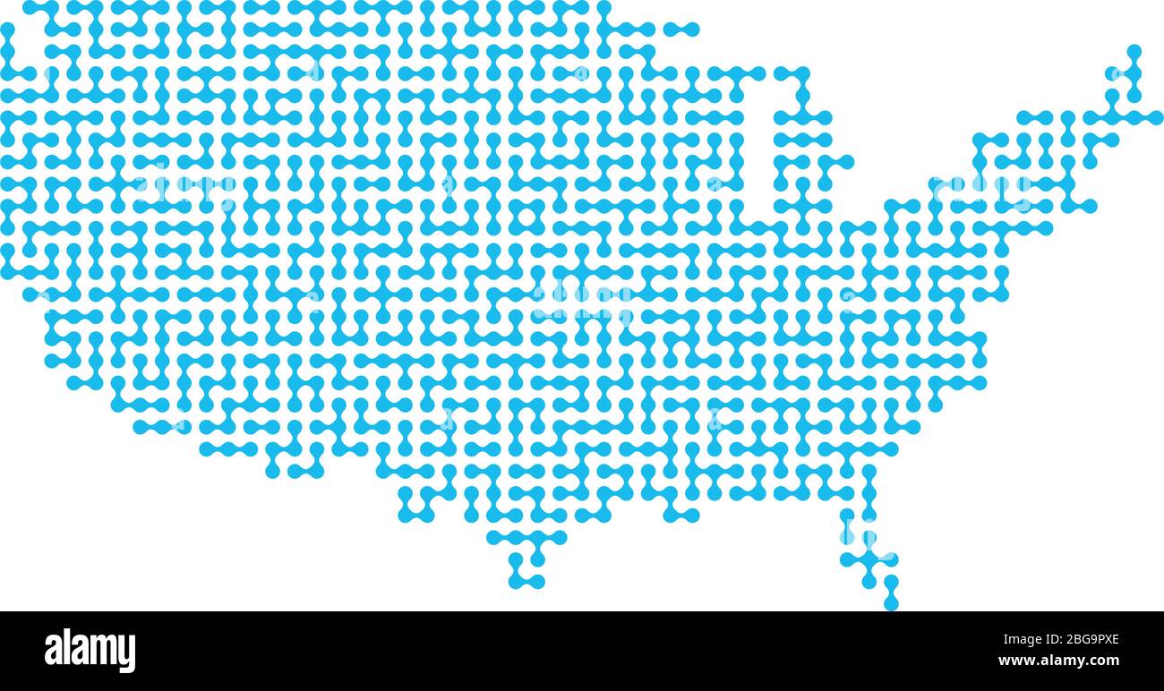 USA map in connected dots. Concept of networking, structure