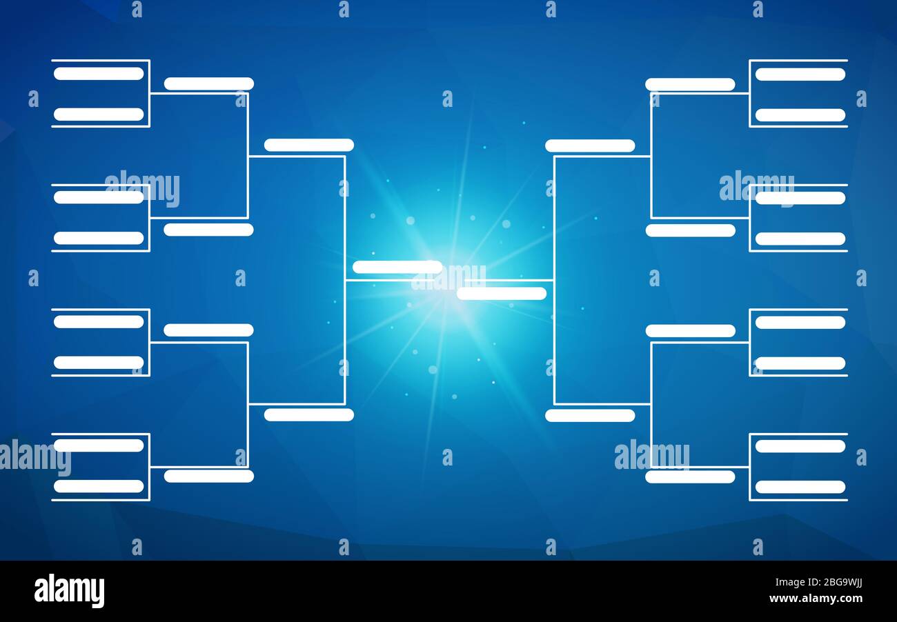 Tournament bracket template for 32 teams on blue background Stock Tournament bracket template for 32 teams on blue background Stock