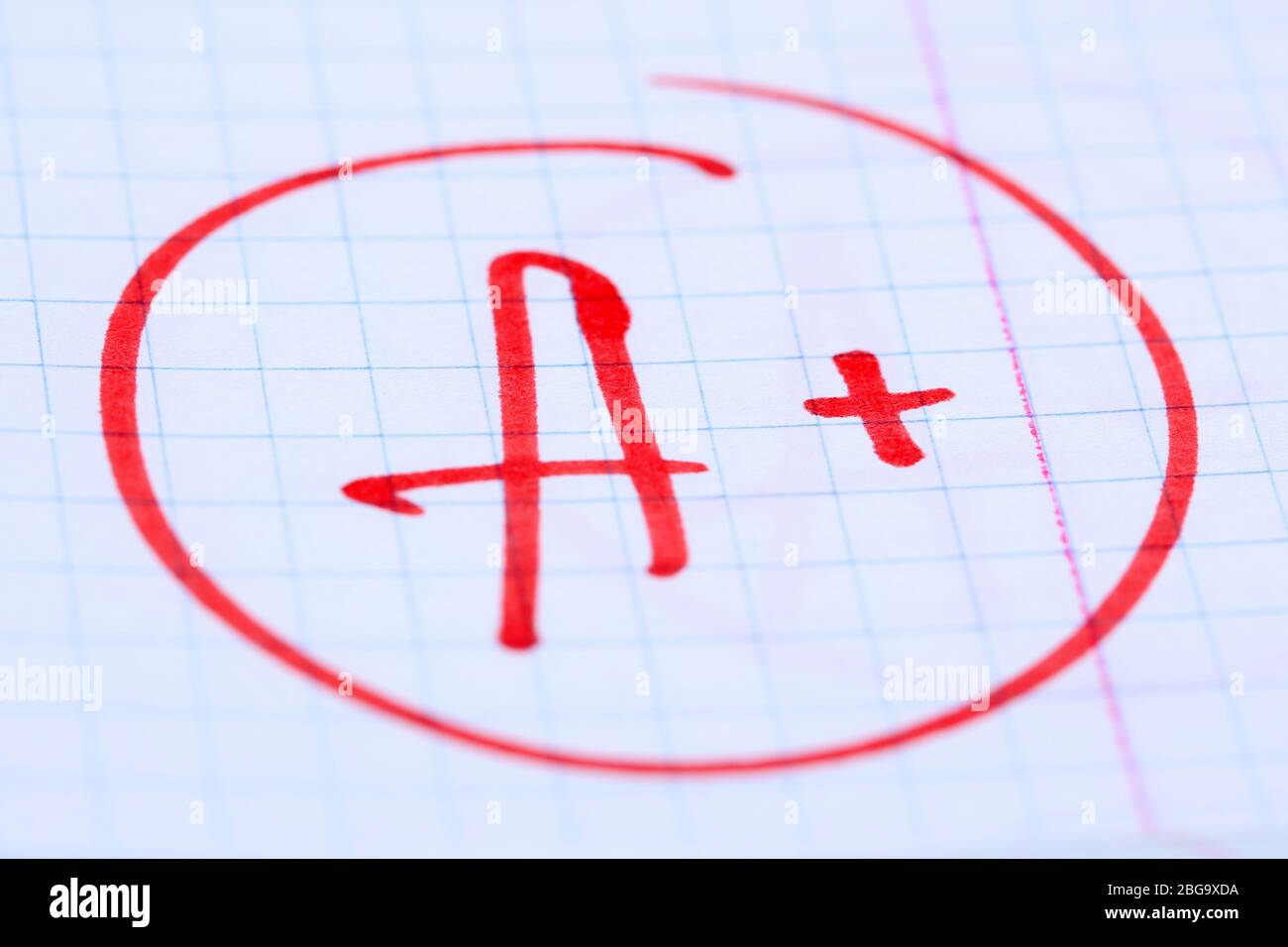 Grade A+ written on an exam paper Stock Photo - Alamy