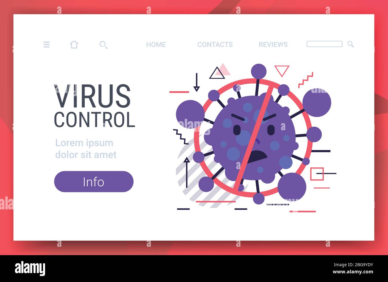 stop coronavirus concept noel 2019-nCoV virus cell with prohibit sign covid-19 prevention poster horizontal copy space vector illustration Stock Vector