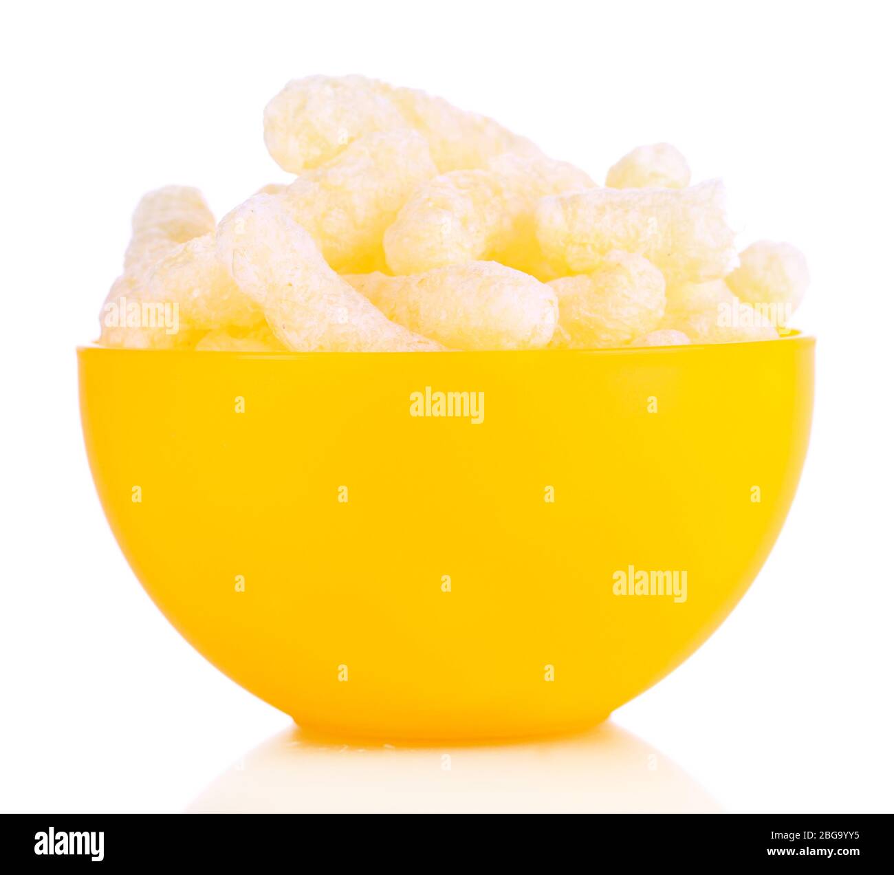 Air corn sticks in bowl isolated on white Stock Photo - Alamy