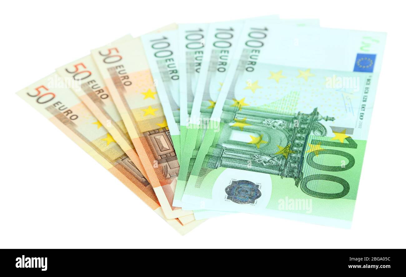 Euro banknotes isolated on white Stock Photo - Alamy
