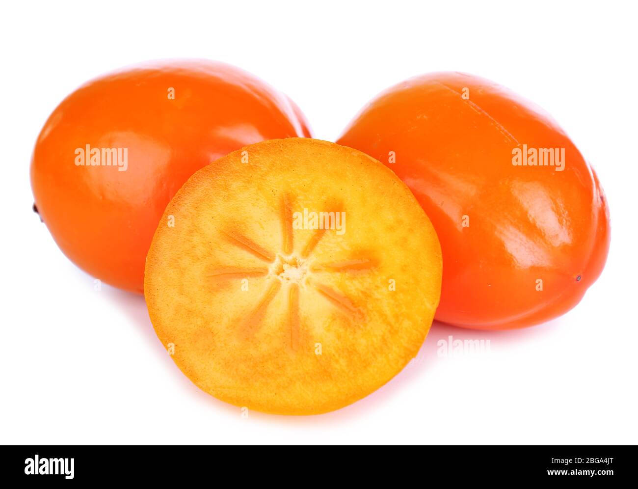 Ripe persimmons isolated on white Stock Photo - Alamy