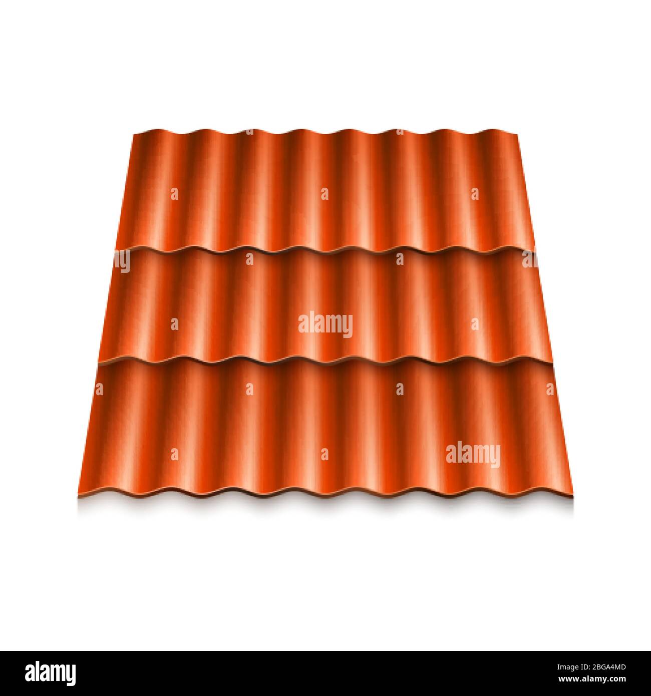 Modern roof coverings. Corrugated roof tile. Vector illustration isolated on white background Stock Vector