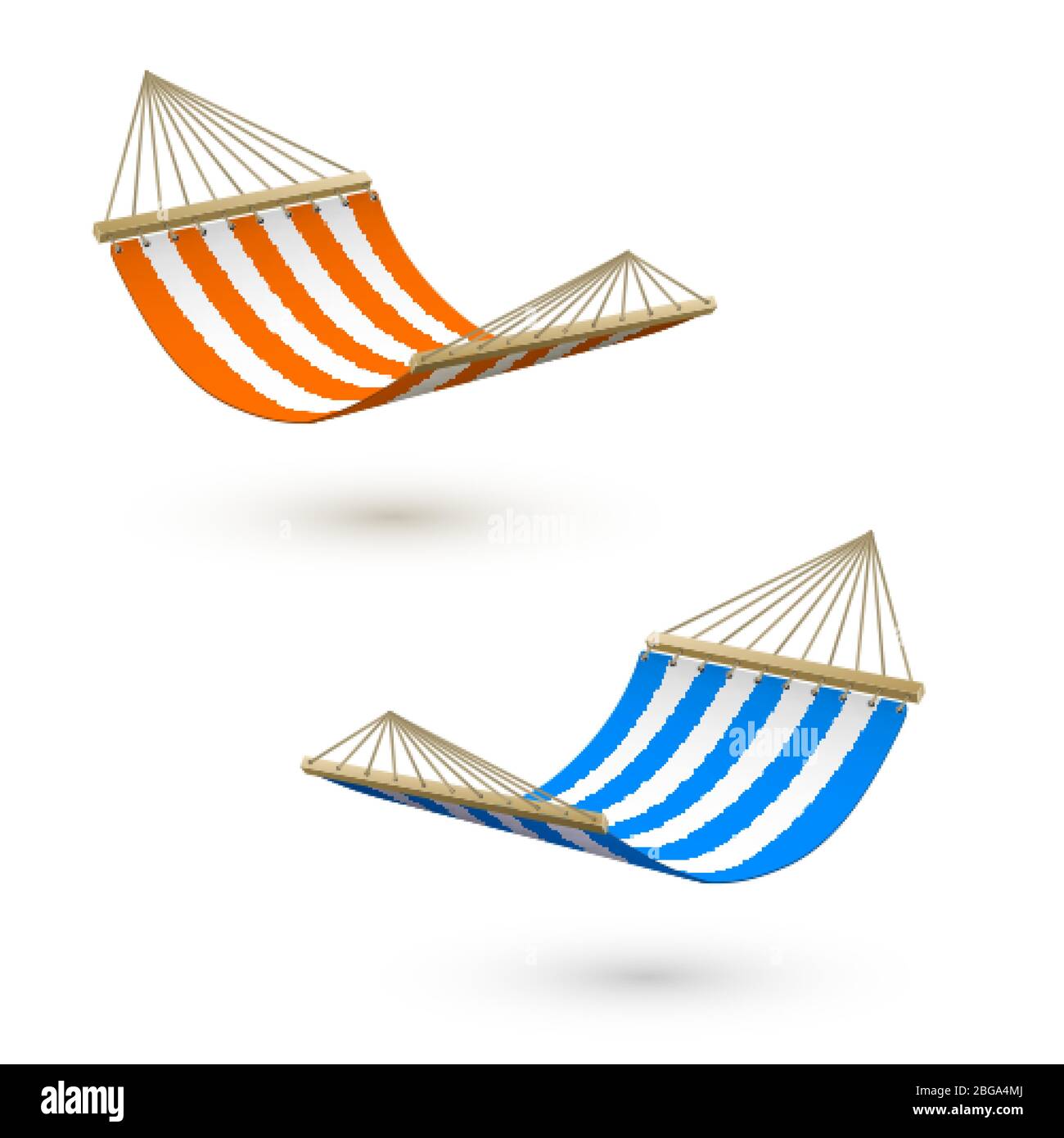 Hammock template. Camping or picnic relaxation. Tourism or vacation concept. Vector illustration Stock Vector