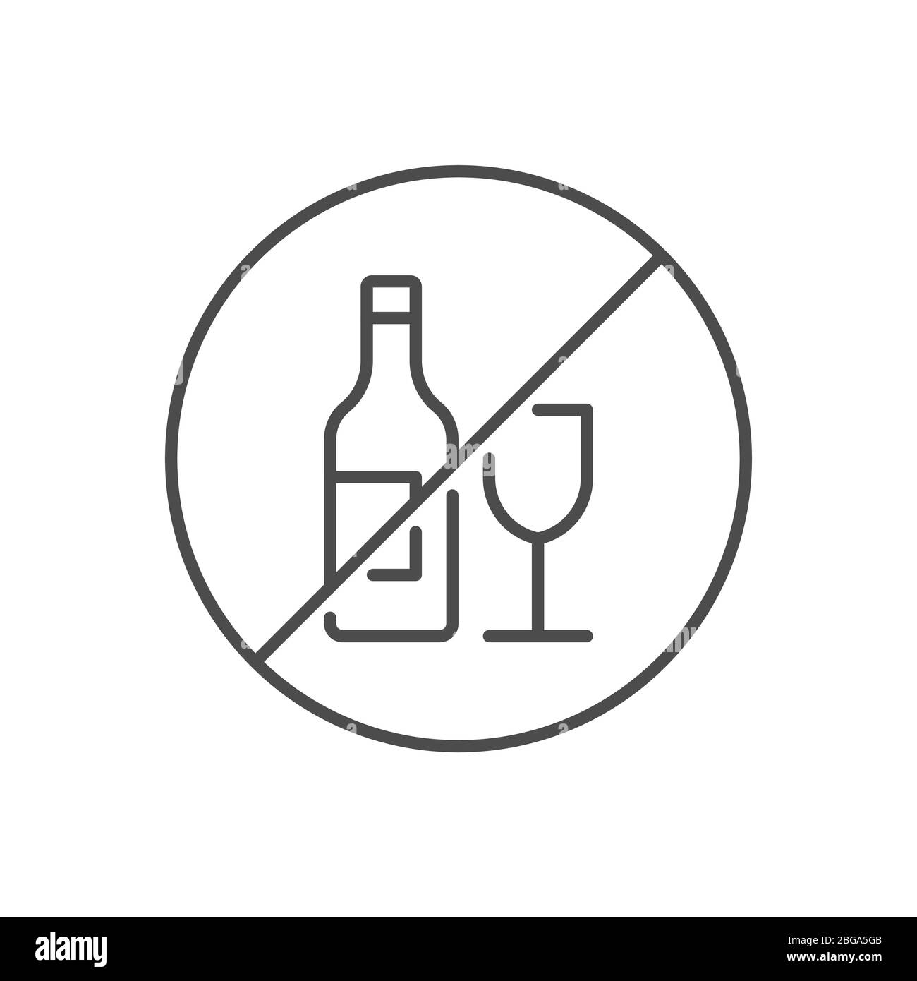 No alcohol sign related vector thin line icon Stock Vector