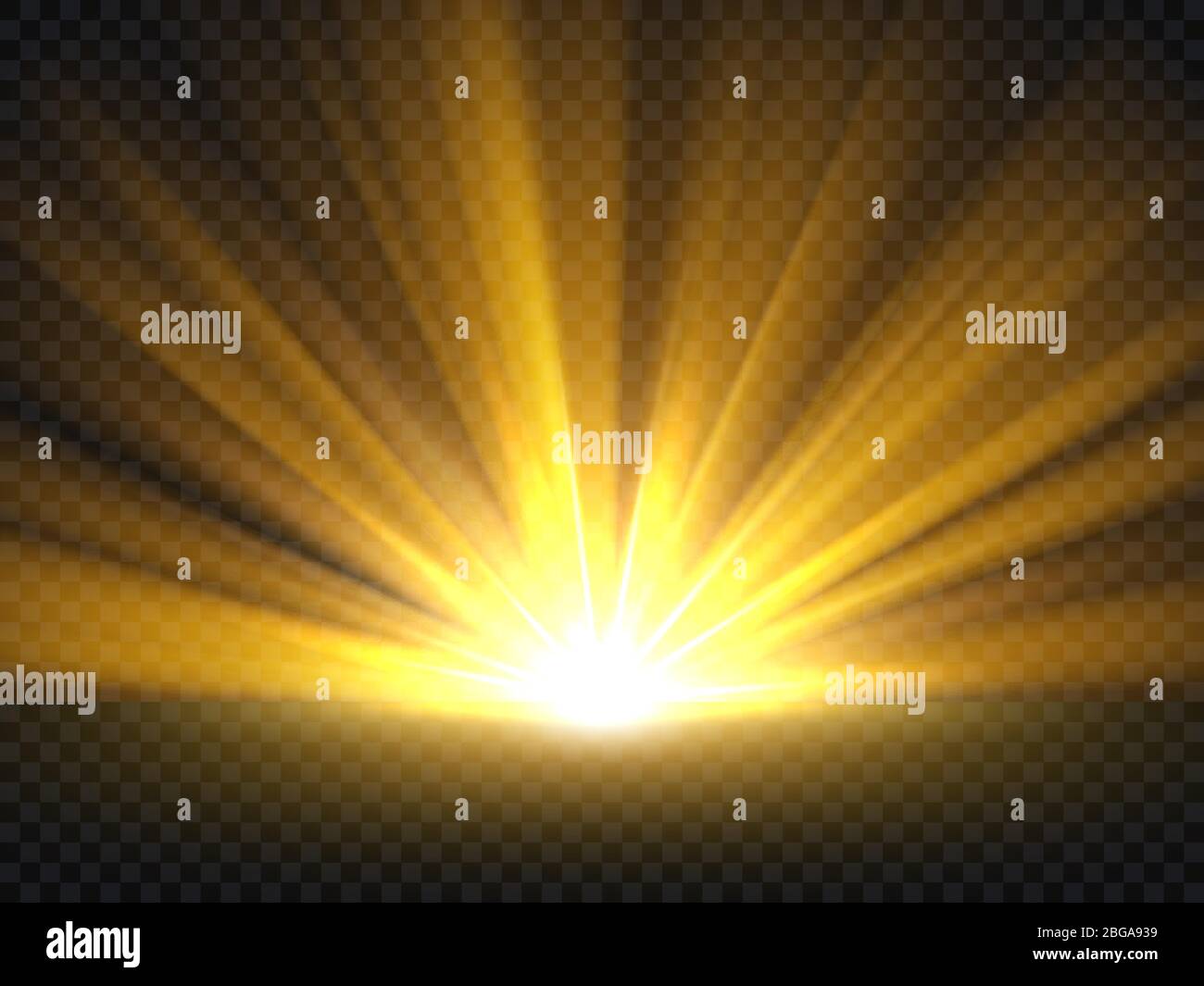 Abstract golden bright light. Gold shine burst vector illustration isolated. Bright and shine golden light star Stock Vector