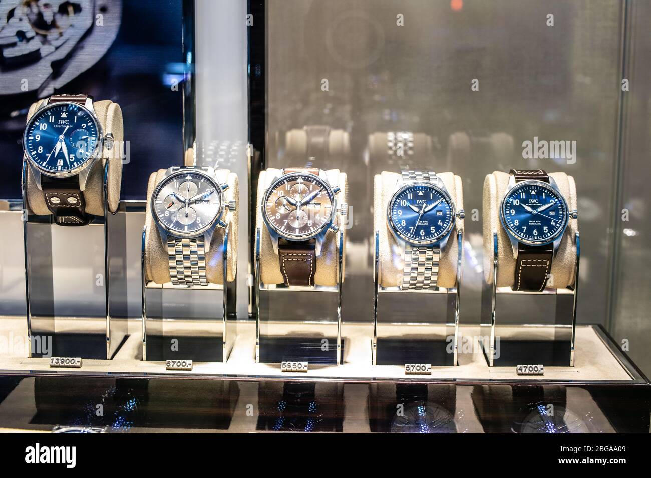 Geneva, Switzerland, March 2020: IWC window store with fashionable  mechanical watches, International Watch Co. is a luxury Swiss watch Stock  Photo - Alamy