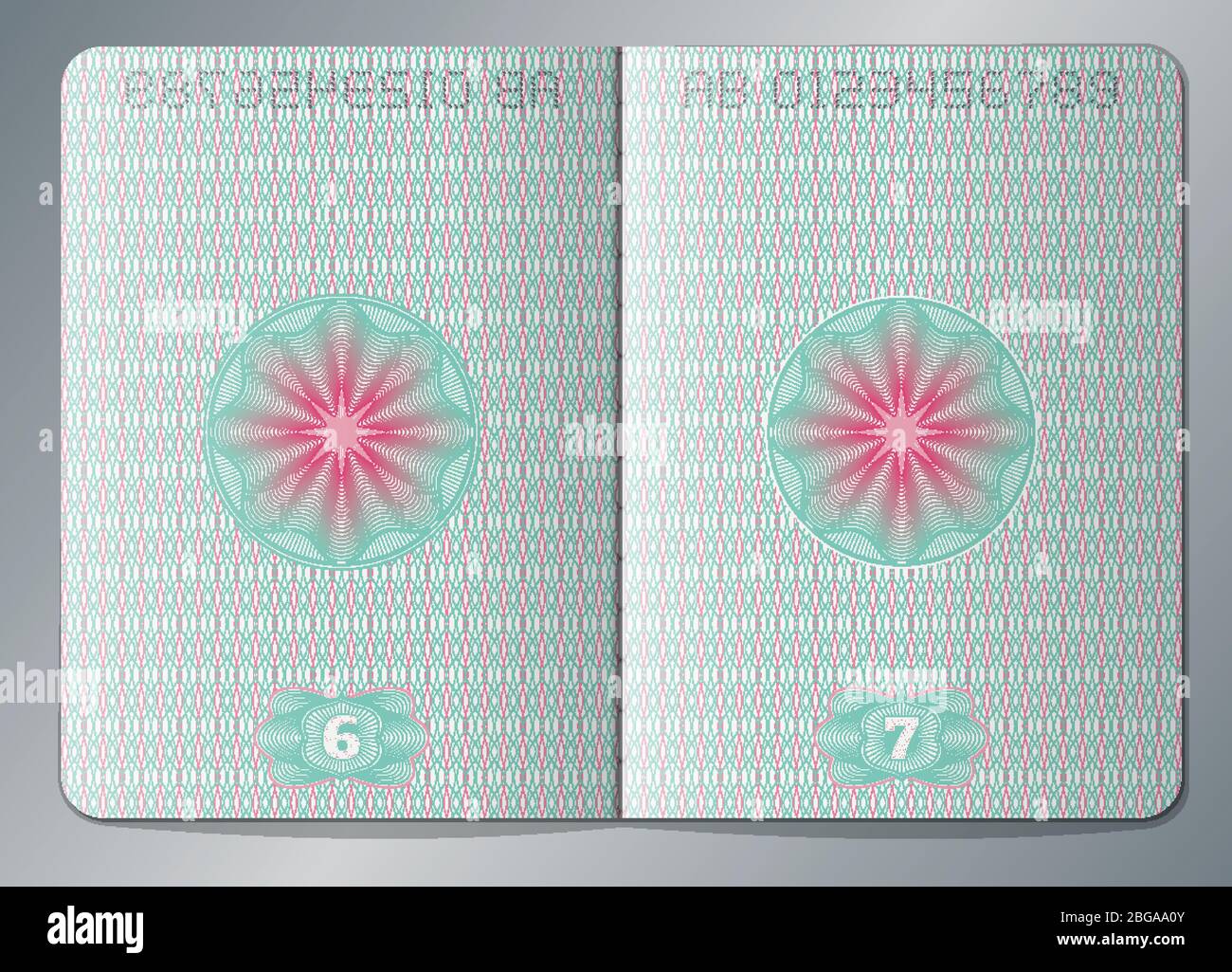 Paper passport open blank pages vector template. Passport page paper