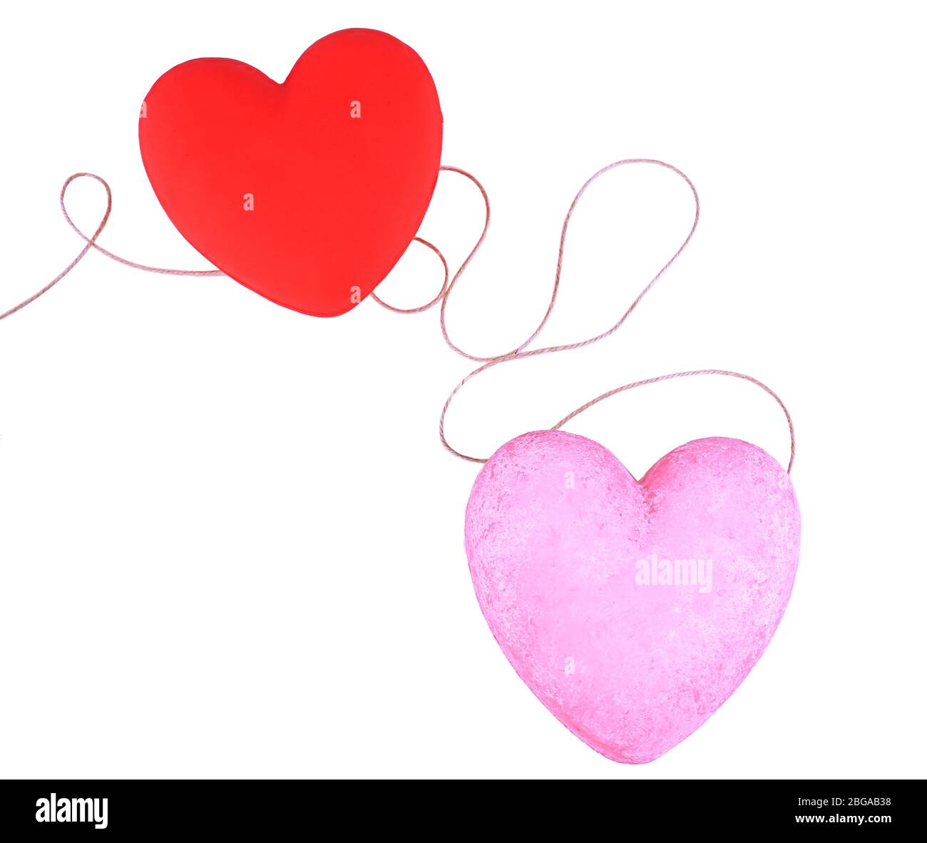 Two decorative hearts, isolated on white Stock Photo - Alamy