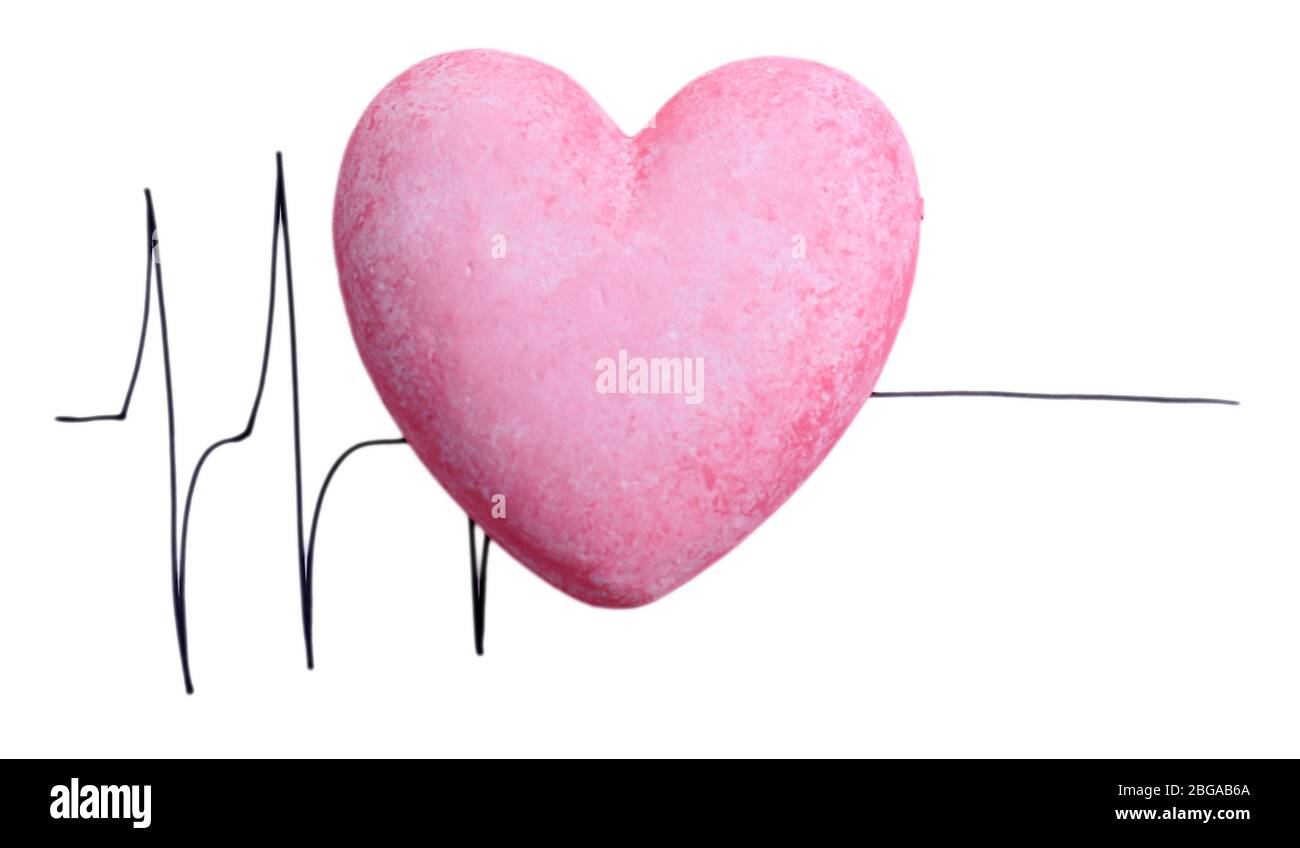Heart on cardiogram background, isolated on white Stock Photo - Alamy