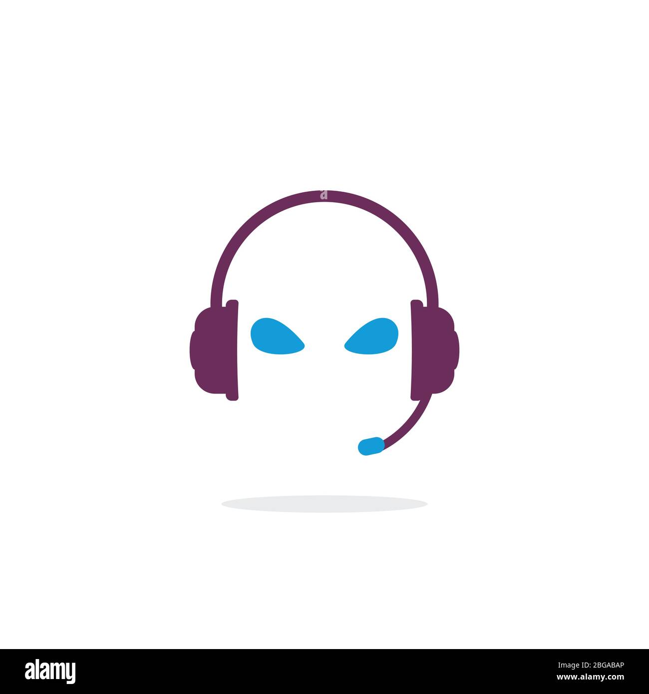 Headphones vector logo. Headset with microphone and alien eyes. Earphone  isolated icon. Headphone and mic. Color logo for music and sound Stock  Vector Image & Art - Alamy