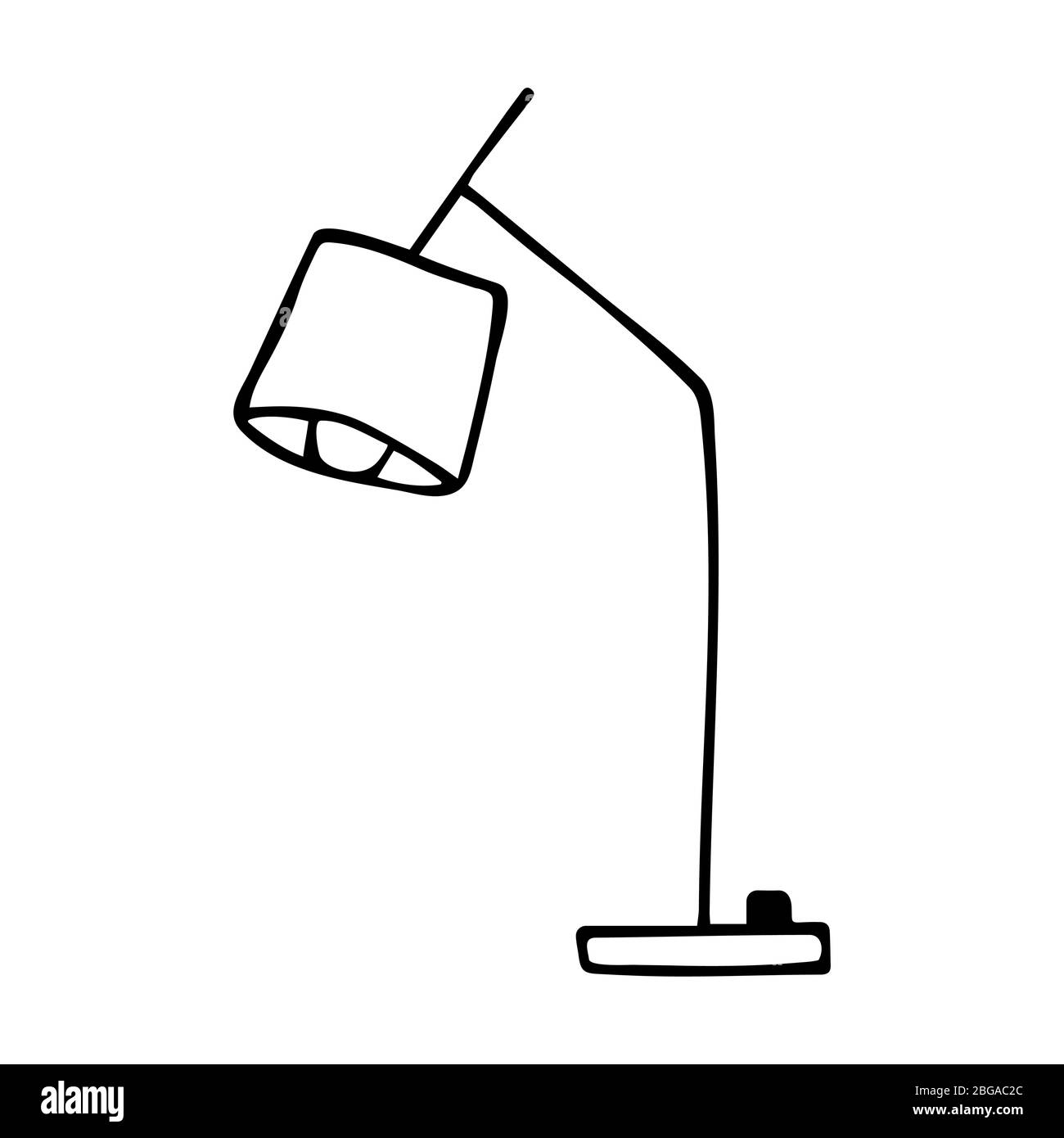 Table lamp. Desk lamp black and white doodle style illustration single