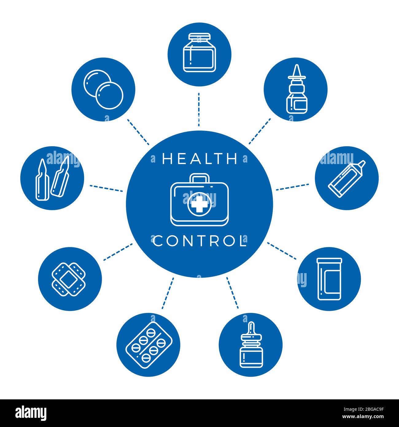 Health control linear icons of set concept medical. Vector illustration Stock Vector