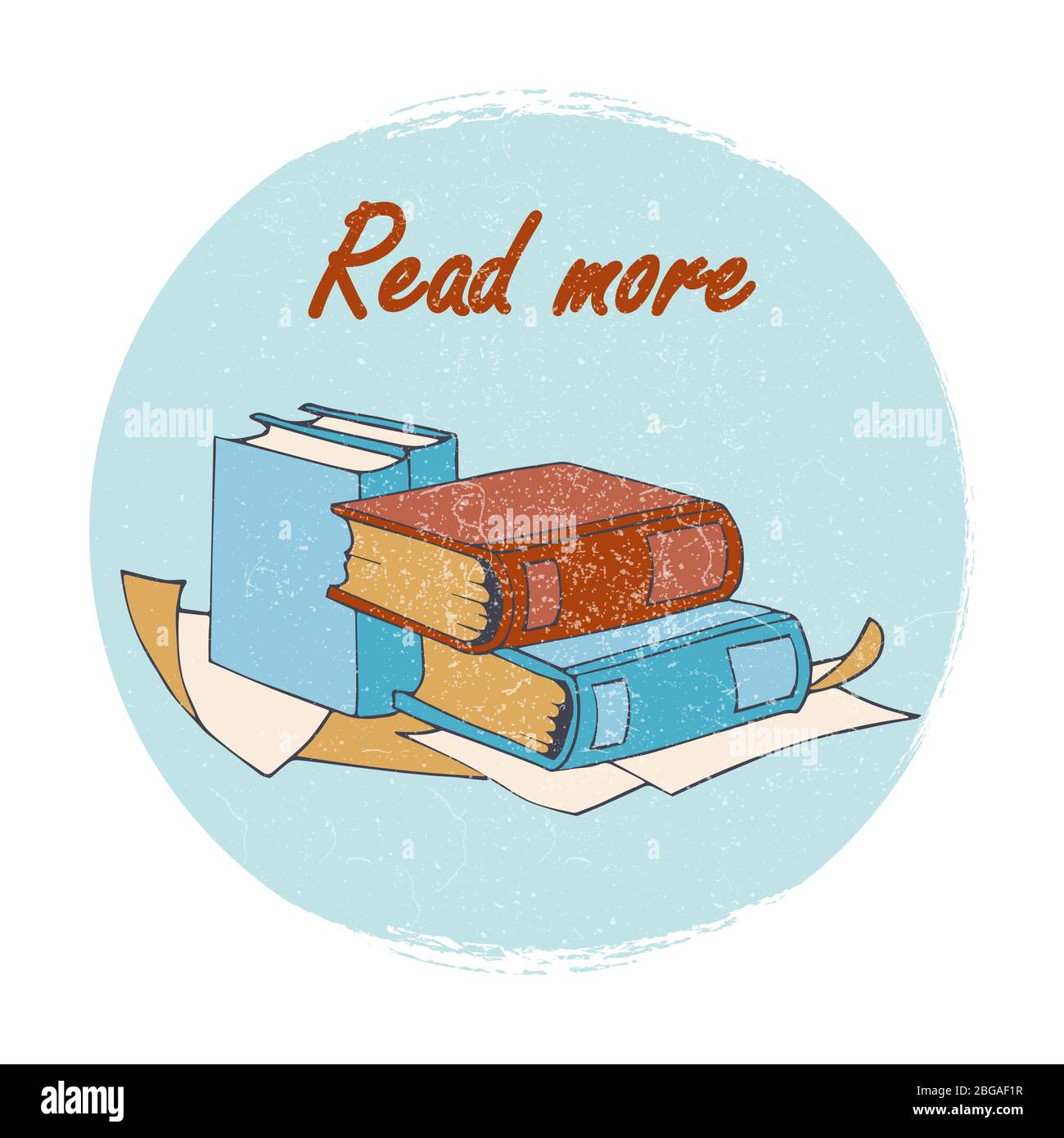 Grunge books store or library emblem - read more banner. Vector illustration Stock Vector