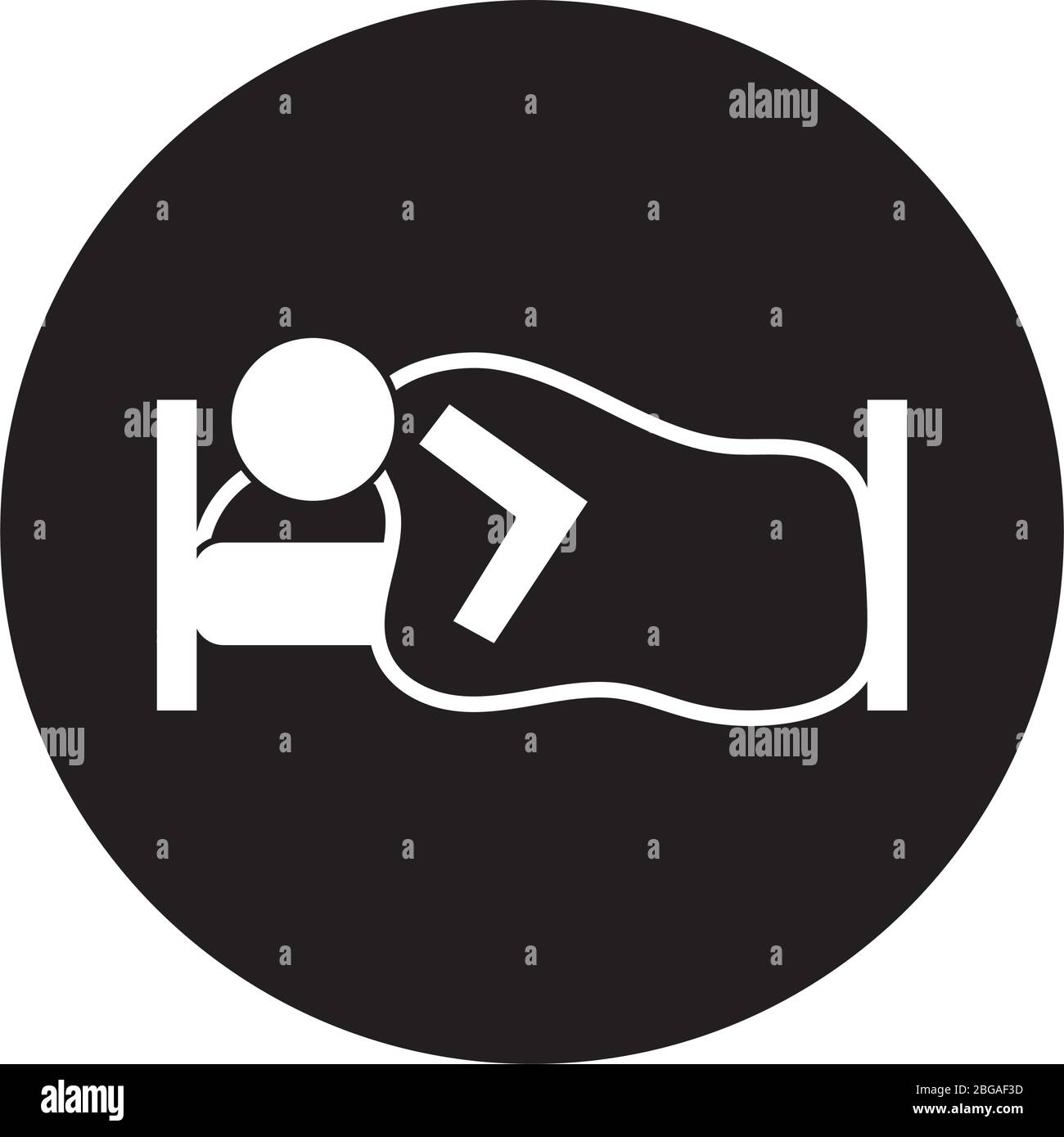 human sleeping in bed health pictogram block style Stock Vector Image