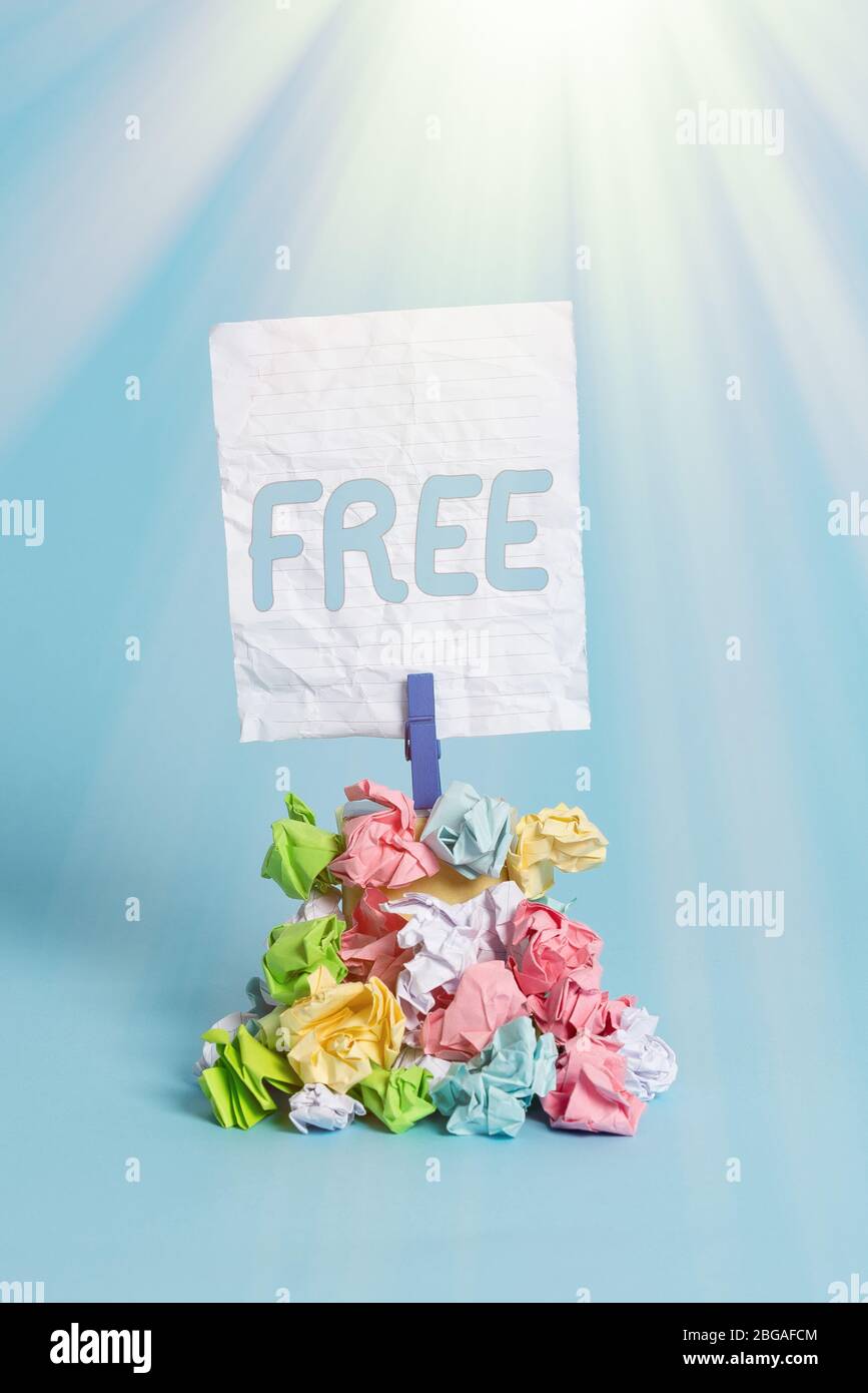 Writing note showing Free. Business concept for Enjoying ...