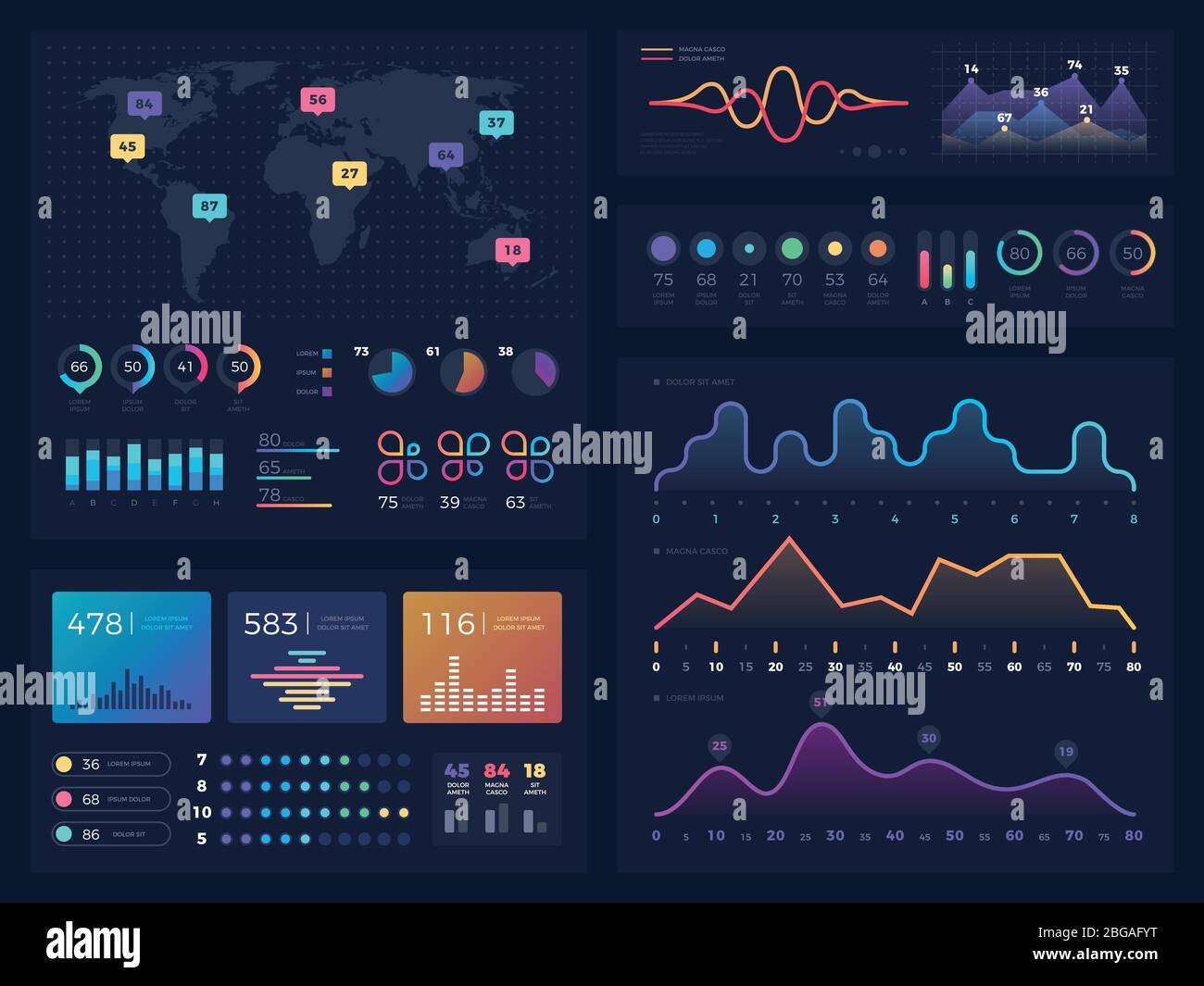 Workflow charts and diagrams, infographic useful vector elements for business information marketing presentation. Chart and diagram information for presentation illustration Stock Vector