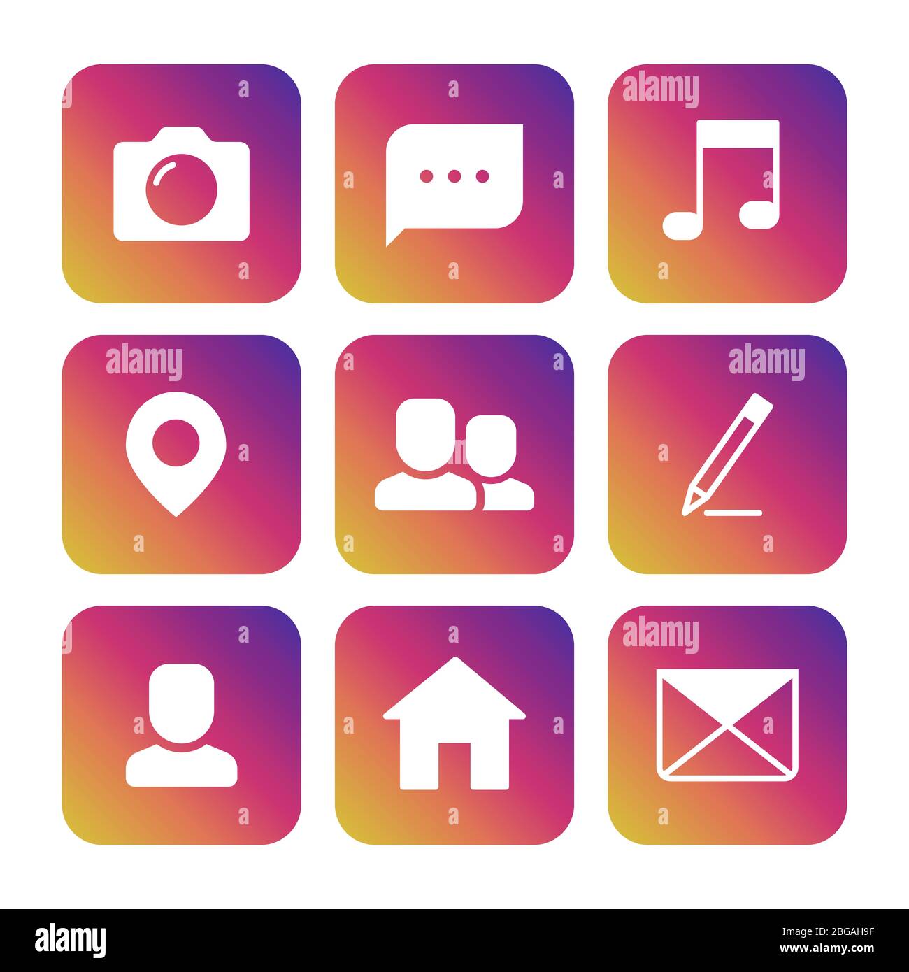 Social network icons set on colorful background isolated. Vector ...