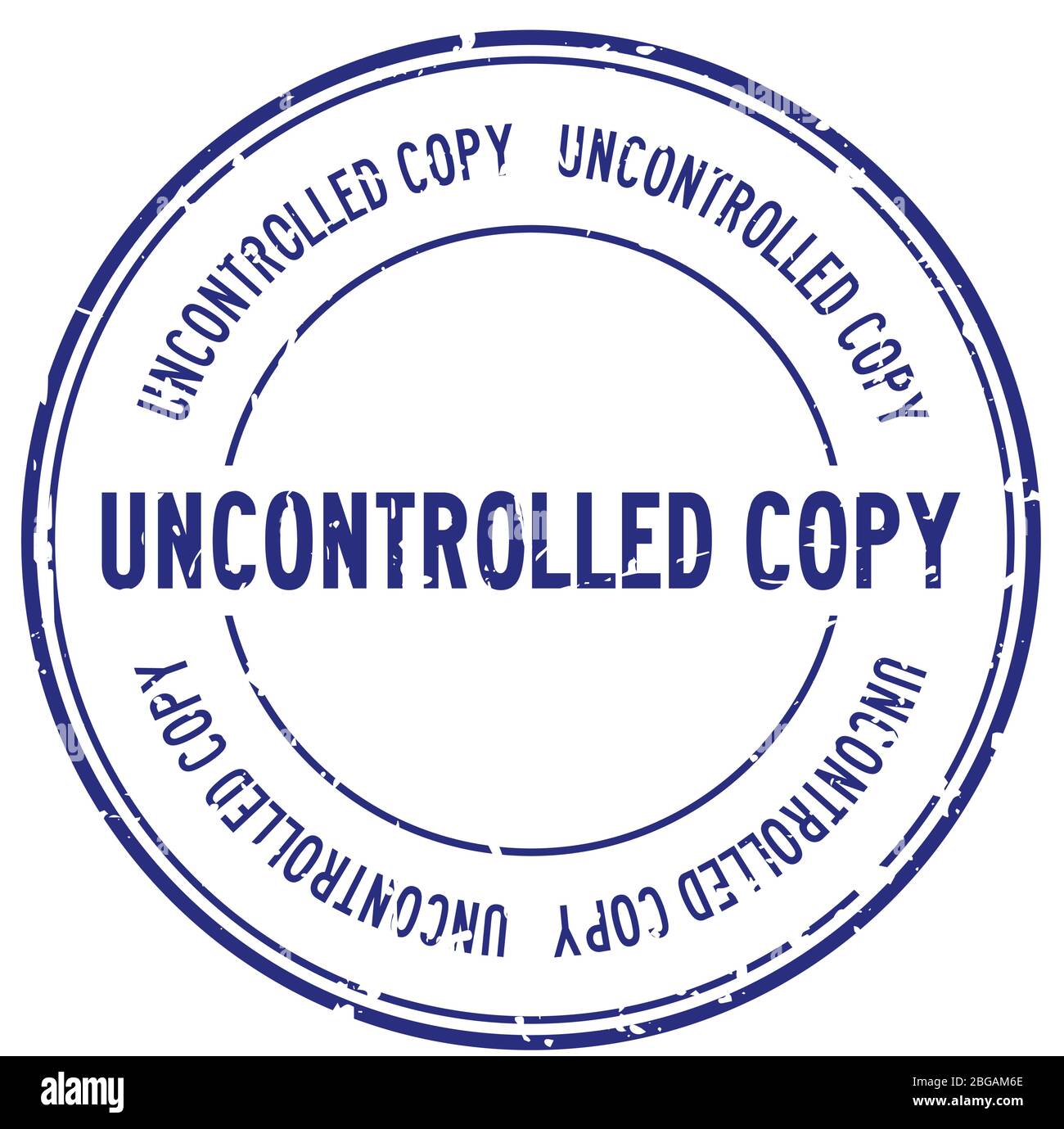 Grunge blue uncontrolled copy word round rubber seal stamp on white background Stock Vector