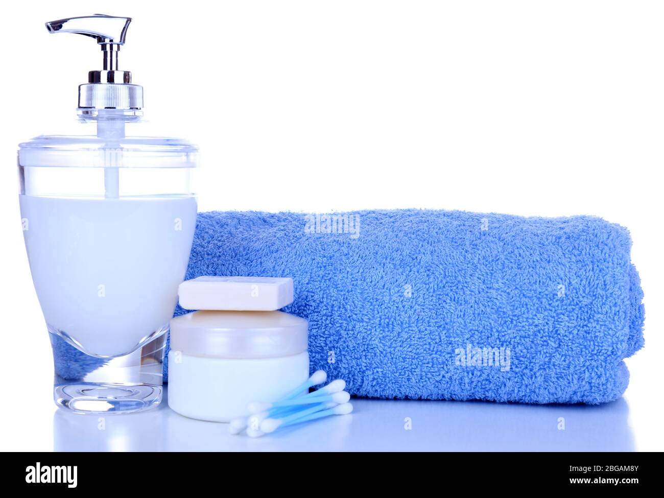 Bath accessories isolated on white Stock Photo - Alamy
