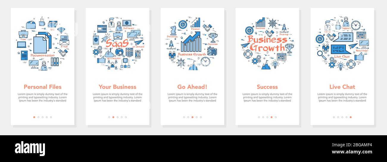 Vector five vertical banners - personal files, saas Stock Vector