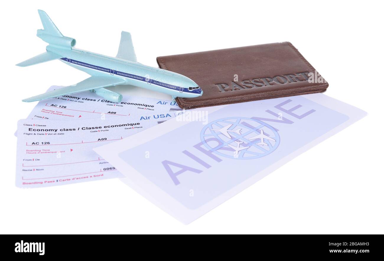 Airline tickets with passport isolated on white Stock Photo Alamy