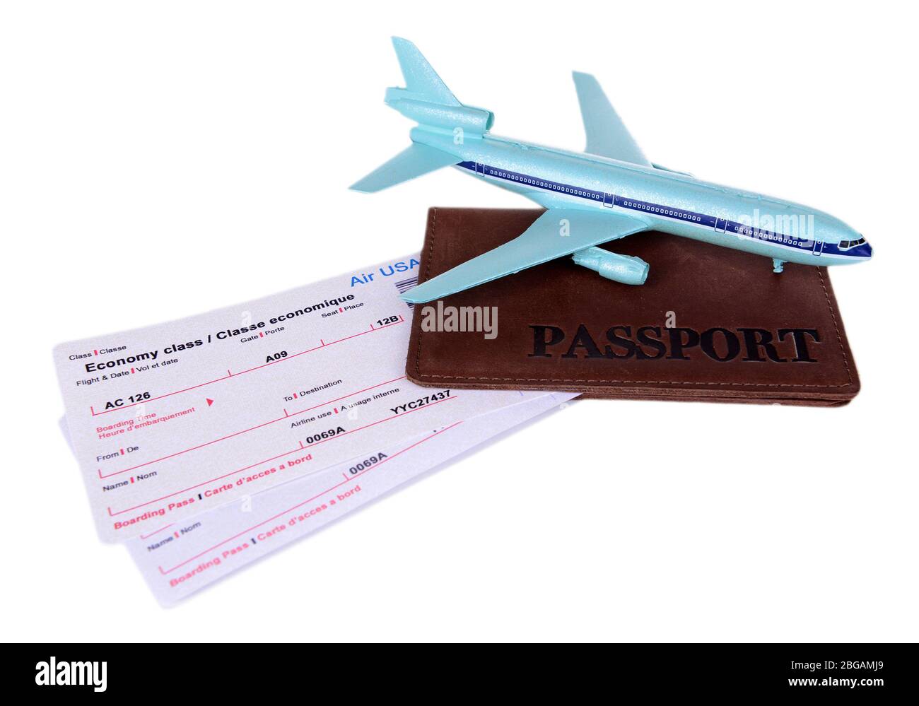 Airline tickets with passport isolated on white Stock Photo Alamy