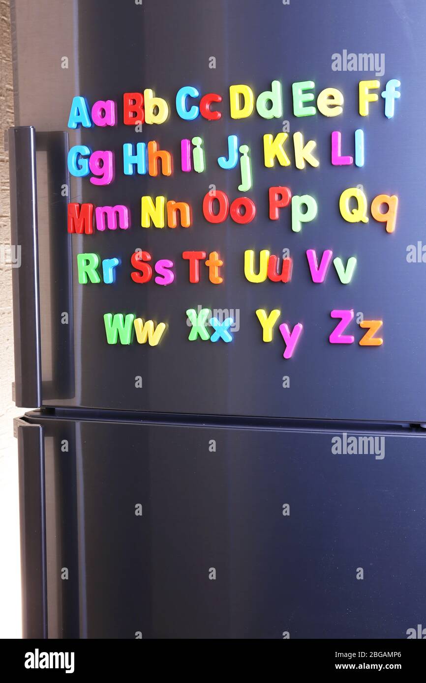Colorful letters on refrigerator Stock Photo Alamy