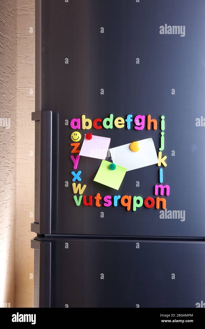 Fridge Magnets Letters R Colorful magnetic letters on refrigerator Stock Photo - Alamy