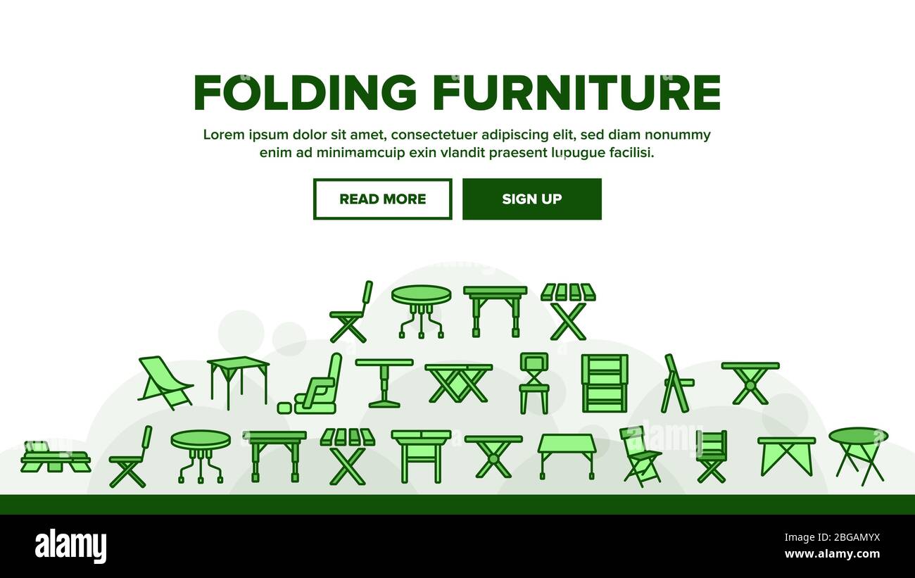 Folding Furniture Landing Header Vector Stock Vector Image & Art - Alamy