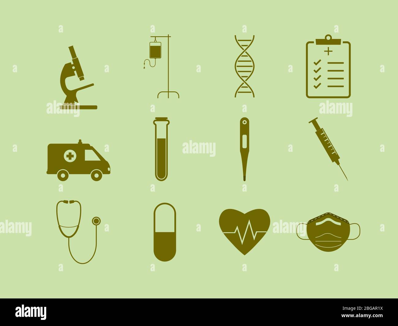 Healthcare, medical icon set. Vector illustration, flat design. Stock Vector