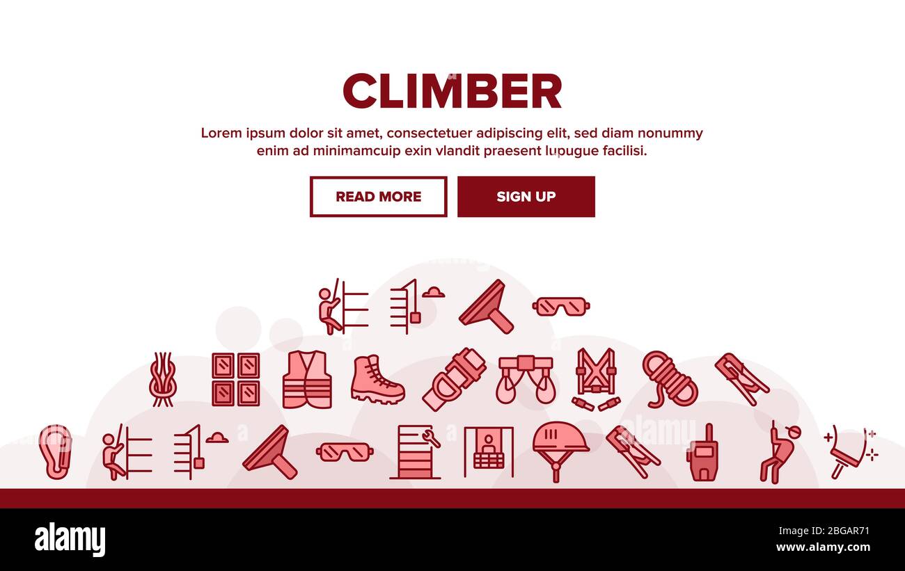 Climber Equipment Landing Header Vector Stock Vector Image & Art - Alamy