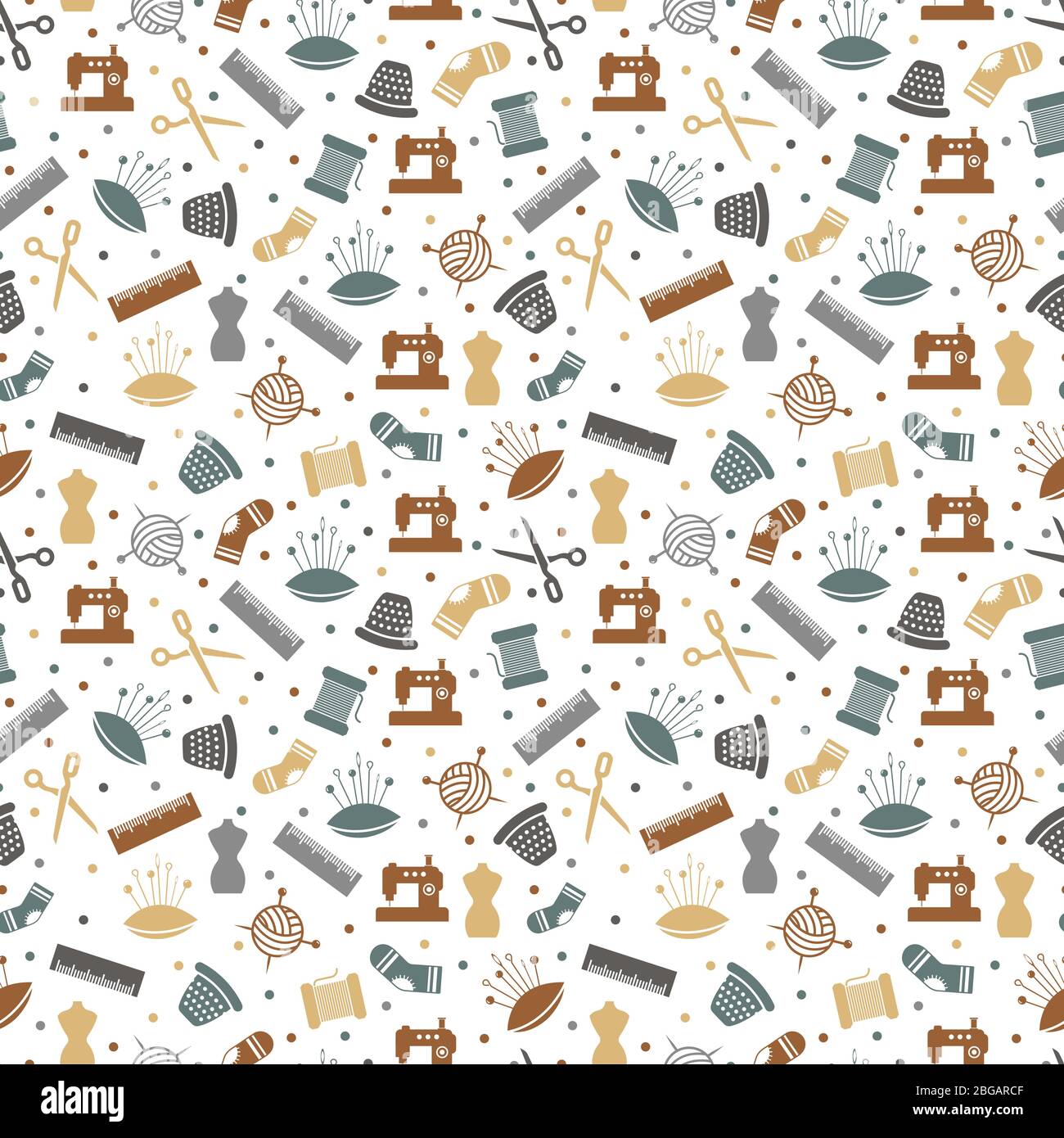 Sewing or knitting seamless pattern design handmade texture. Vector