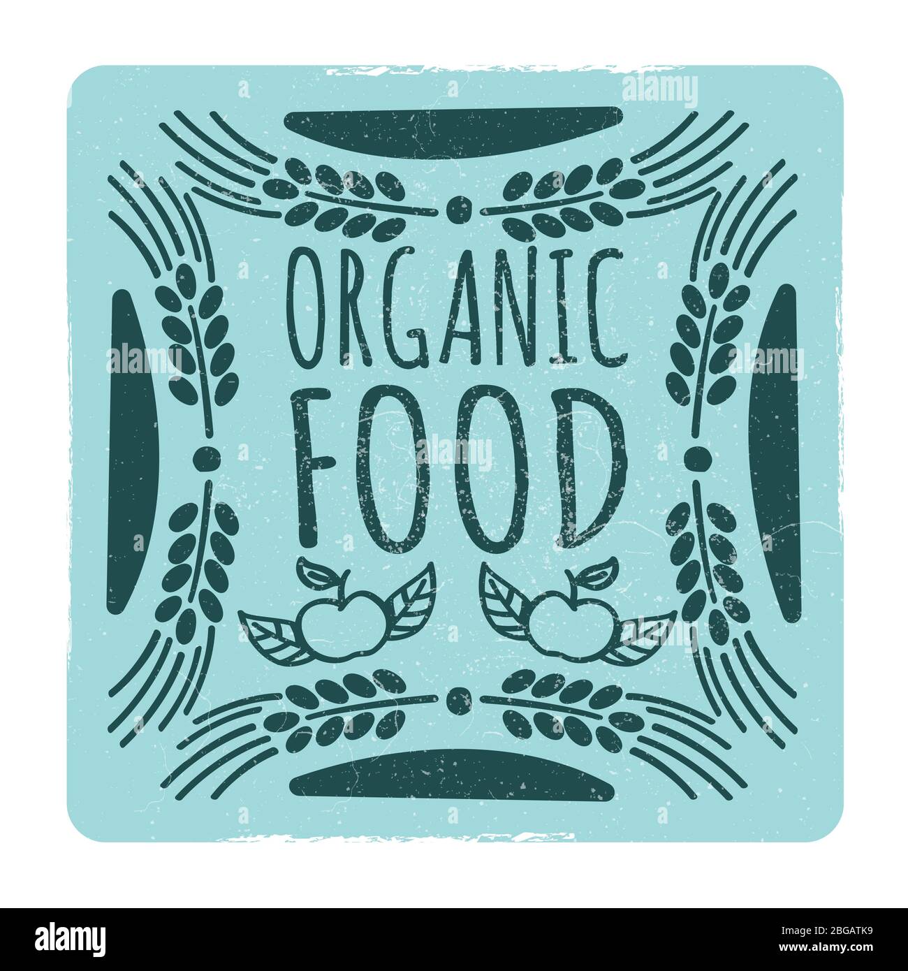 Organic food vintage grunge banner poster isolated on white. Vector
