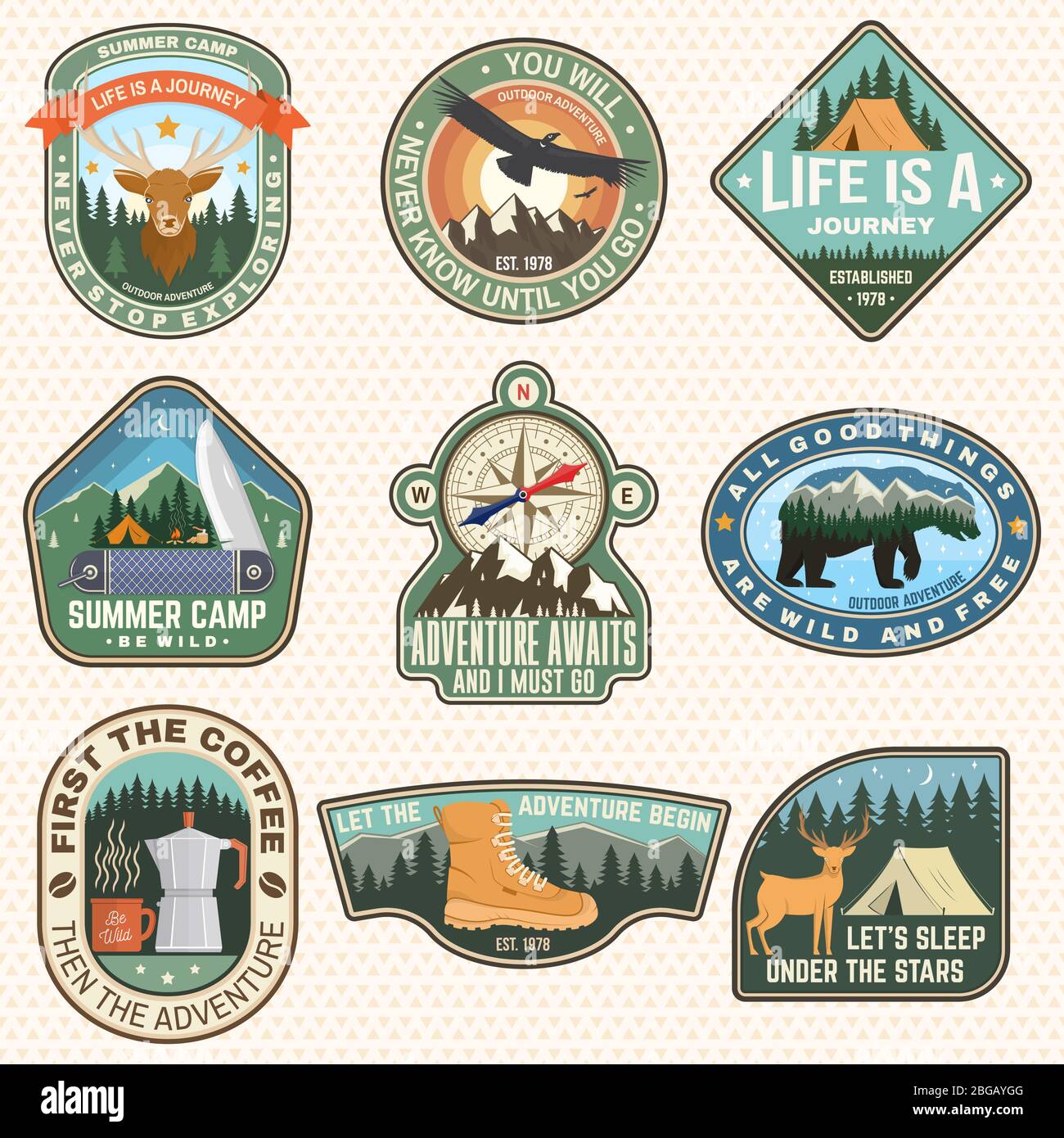 Outdoor adventure patch with quotes. Vector. Concept for shirt or logo