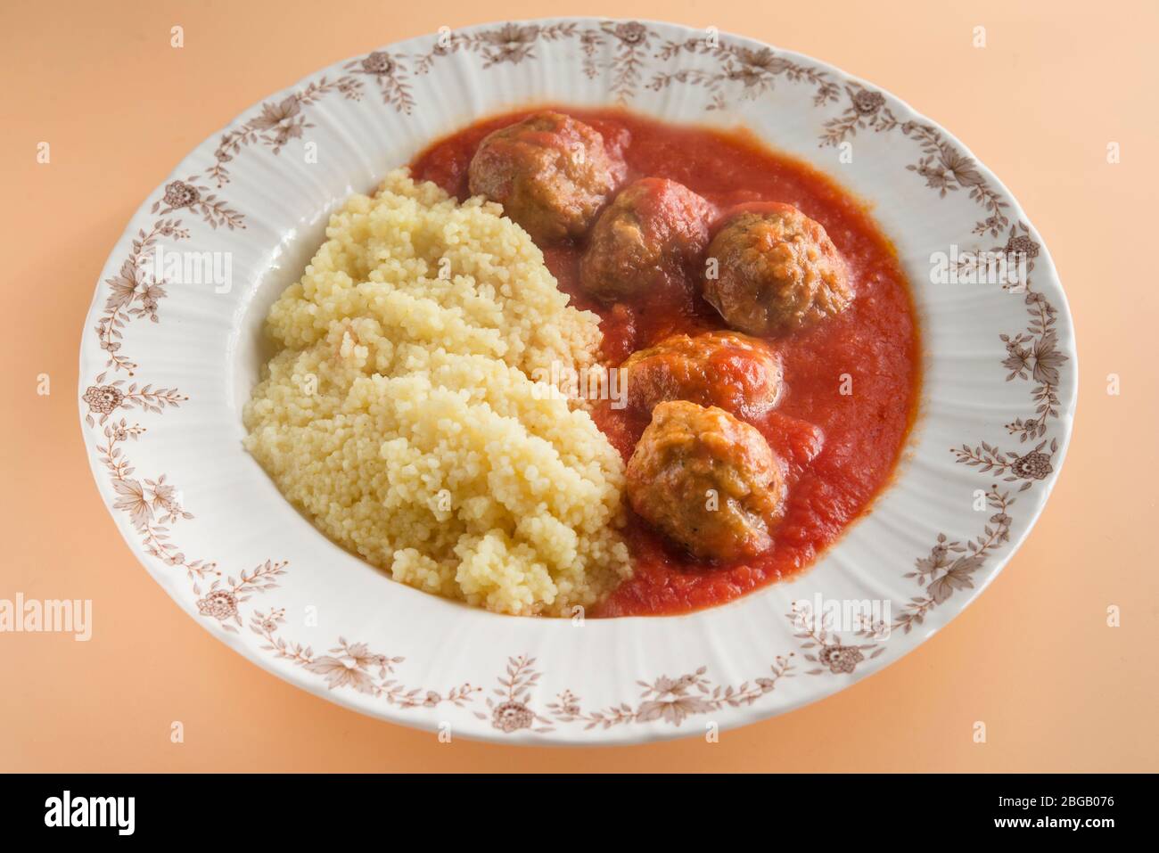 Meatballs with typical Moroccan couscous Stock Photo - Alamy