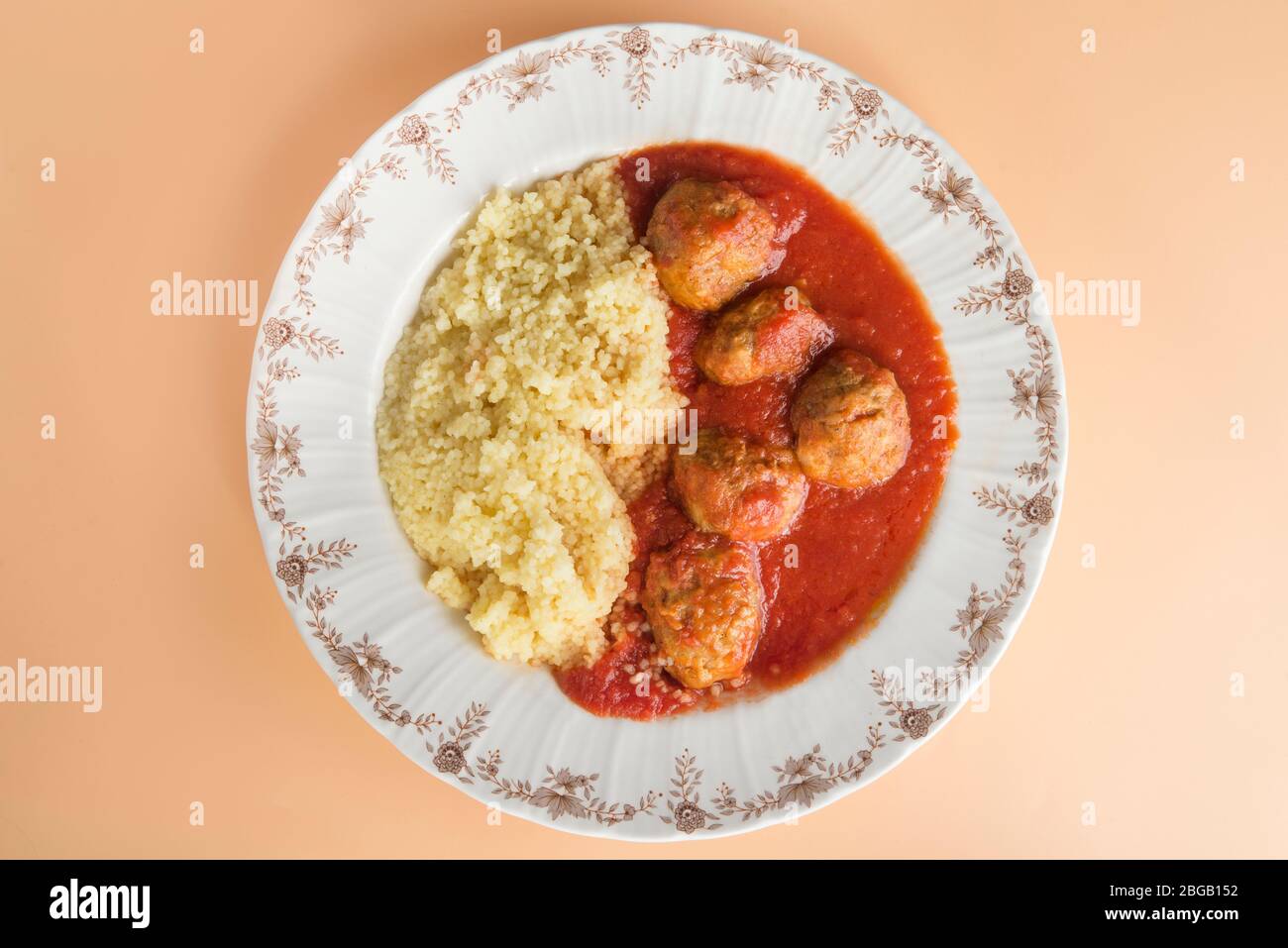 Meatballs with typical Moroccan couscous Stock Photo - Alamy