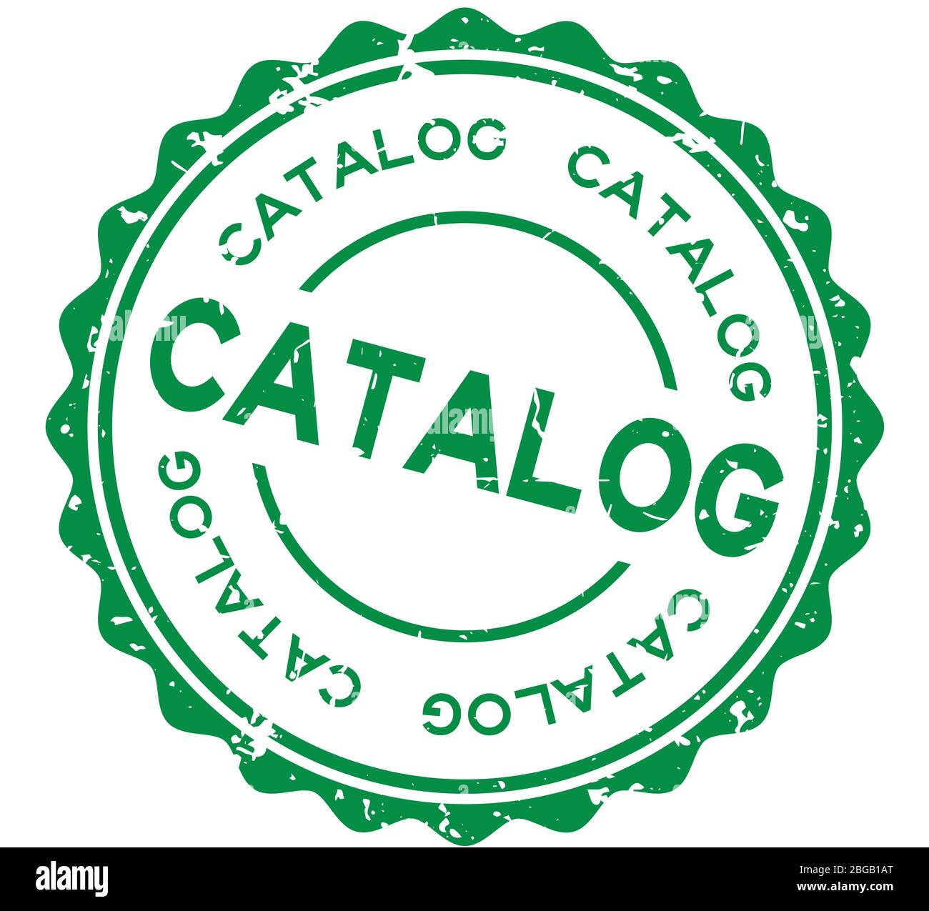 Grunge green catalog word round rubber seal stamp on white background ...