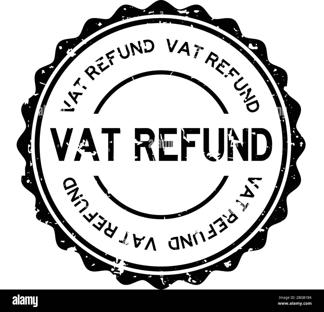Grunge Black Vat Refund Word Round Rubber Seal Stamp On White