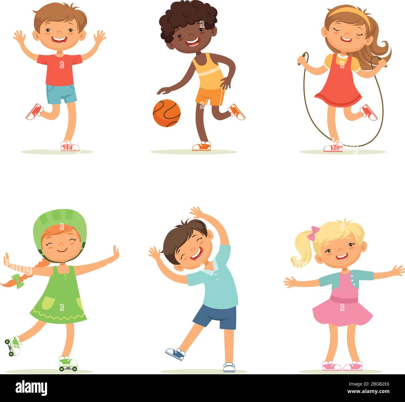 Kids playing in active games. Vector illustrations of funny children at  playground Stock Vector Image & Art - Alamy